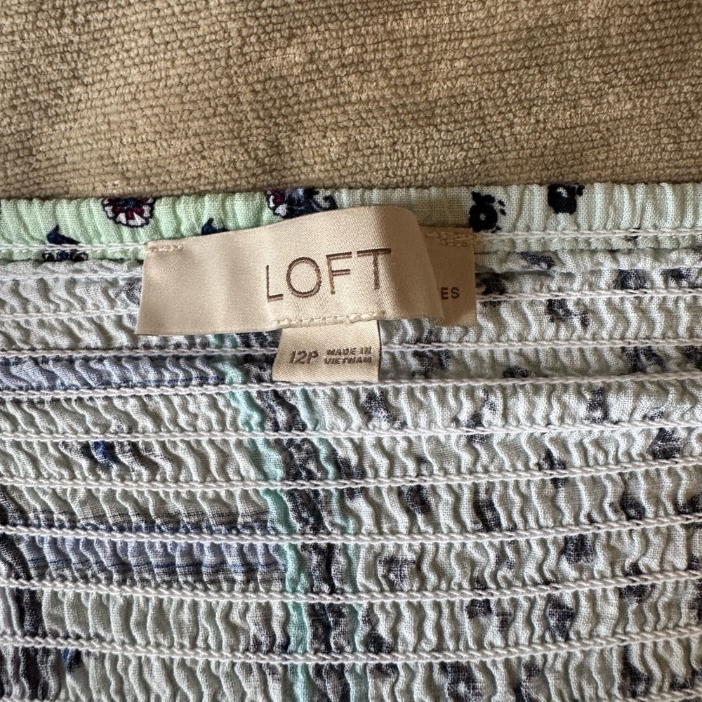 LOFT 12 Petite White and Blue Twist Patchwork Cami Mini Dress Sundress - Picture 8 of 11